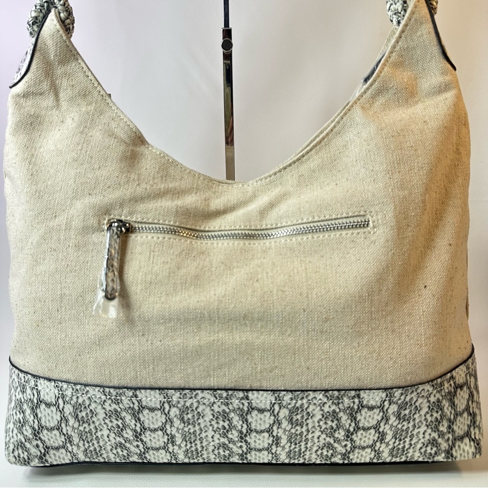 NEW Women’s Alfani Hillary Linen/Snake Canvas Hobo Shoulder Bag - Picture 6 of 13
